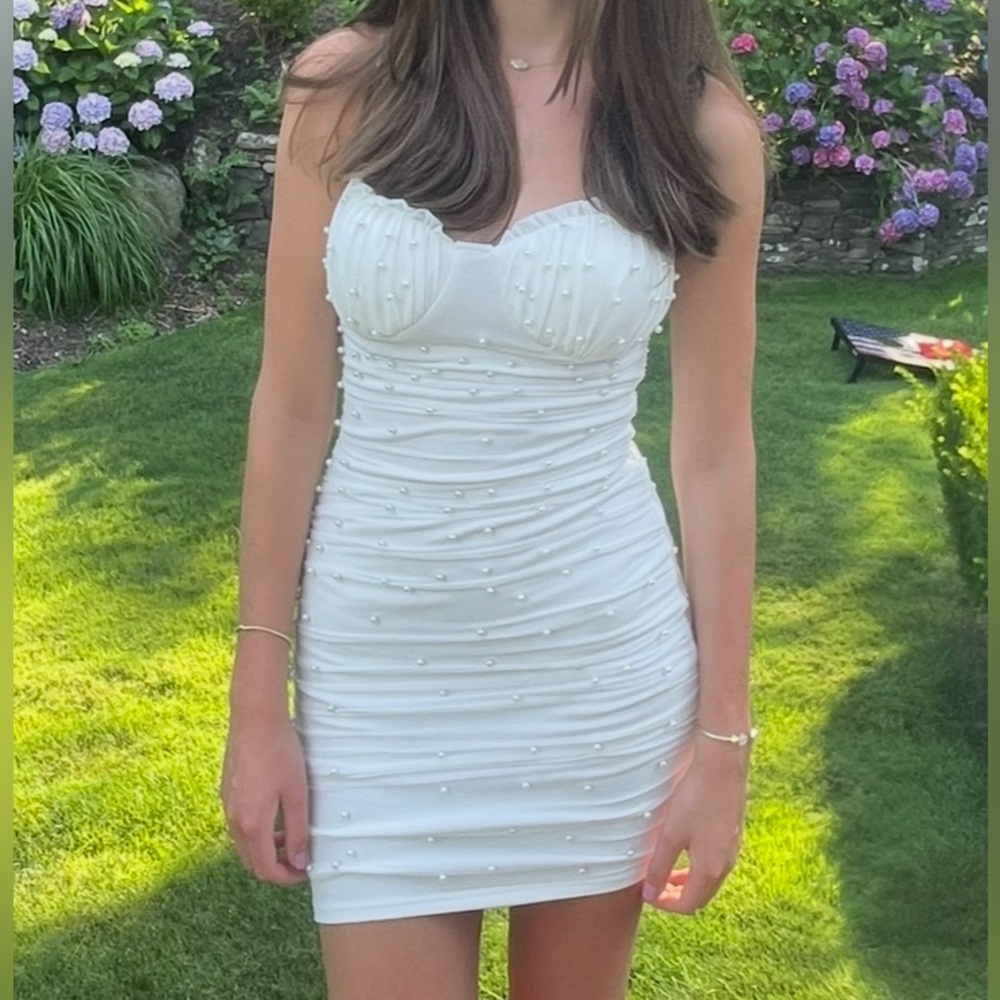 Windsor Ivory Pearl-Embellished Mini Dress 
ONLY WORN ONCE